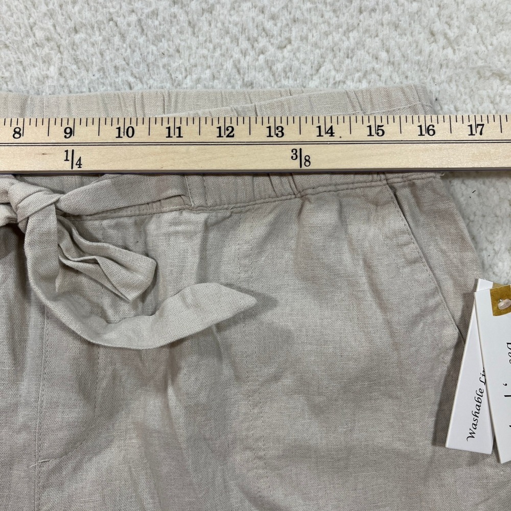 Land n Sea Pants Womens M Oatmeal Washable Linen Blend Drawstring Pull On - Picture 4 of 11
